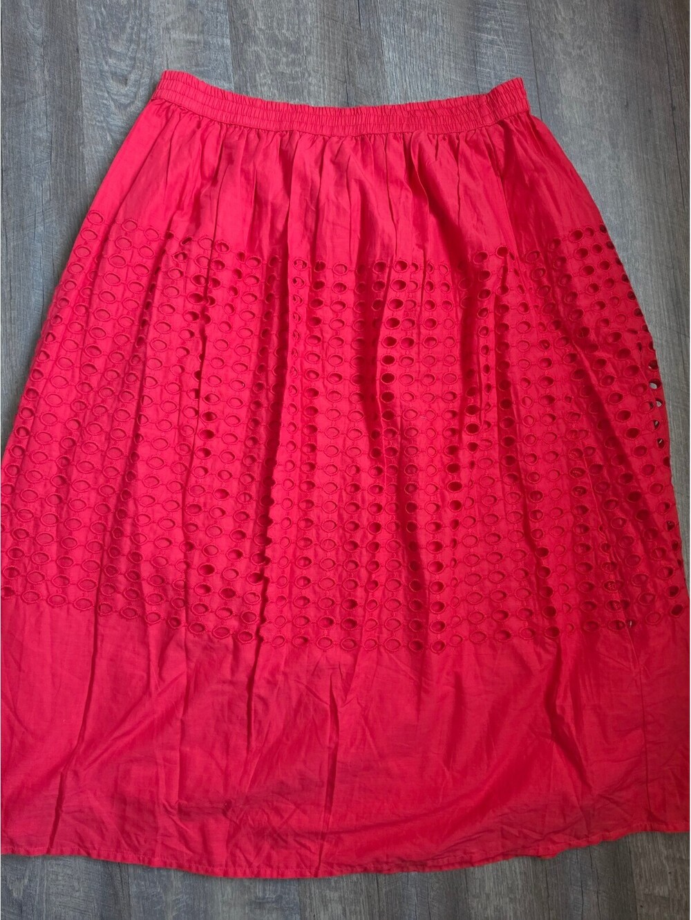 Jennifer & Grace Red Eyelet Midi Skirt XL